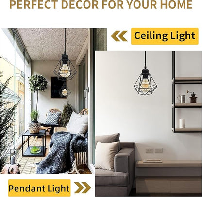 jose2015 Farmhouse Cage Pendant Lights Ceiling Hanging Light Fixture Small Pendant Lighting E26 Socket for Kitchen Island Dining Room Bar Cafe,UL Listed, 2Pack