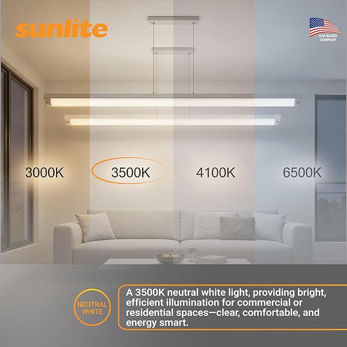 Sunlite F32T8/SP835 T8 Linear Fluorescent Lamp, 32 Watts, 3050 Lumens, 3500K Neutral White, Medium G13 Bi Pin Base, High Performance Straight Tube, 30 Pack