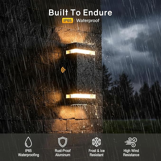Dusk to Dawn Outdoor Wall Light Modern Up Down LED Wall Sconce, Aluminum Waterproof Exterior Lighting Fixture Porch Lights for House Patio Sensor ETL