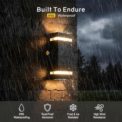 Dusk to Dawn Outdoor Wall Light Modern Up Down LED Wall Sconce, Aluminum Waterproof Exterior Lighting Fixture Porch Lights for House Patio Sensor ETL