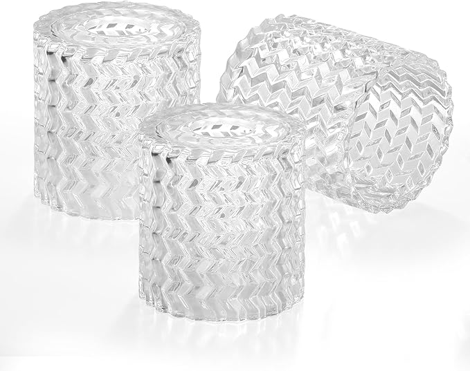 Corrugated Clear Glass Lamp Shades with 1-5/8 inch Fitter 3 Packs,Wave Cylinder Glass Shade Covers Replacement Globe for Pendant Light fixtures Vanity Lights Wall Sconces Chandelier
