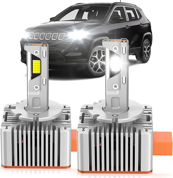 Fit for Jeep 2014-2021 Grand Cherokee 2017-2021 Compass 2014-2018 Cherokee Xenon HID Light Replacement, 24000LM 600% Brightness D3S HID Bulbs, 6000K Cool White, Pack of 2