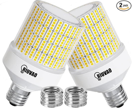 70W LED Corn Light Bulb, 700W Equivalent 9100LM, 5000K Daylight, Waterproof & 90% Energy Saving, E26/E39 Base Outdoor Light Bulbs for Garage, Factory, Shop (2-Pack)