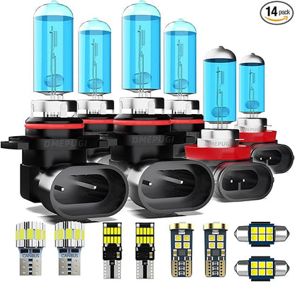 Headlight Bulbs Interior Light Kit compatible with TOYOTA RAV4 2013-2015, 9005 High Low Beam + H11 Fog Light Bulb Combo + Interior Bulbs Package + License Plate Lights,Plug N Play, Pack of 14