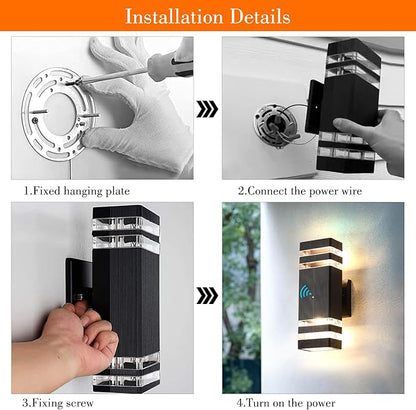 4 Pack Dusk to Dawn Outdoor Wall Light, 14W IP65 3000K 1100LM Warm White Outdoor Lighting, Outdoor Sconce Wall Mount, Square Modern Outside Wall Lights Patio Garage