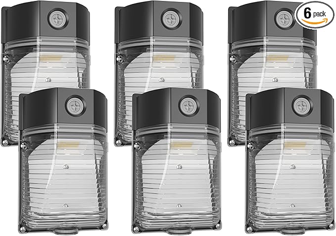 YXL 6PACK 30W 3600LM LED Wall Pack Lights with Dusk to Dawn Photocell, AC100-277V 5000K Wall Pack Lights Outdoor Led, IP65 Waterproof, ETL Listed, for Porch Garden Garage Warehouse Hotel Lighting.