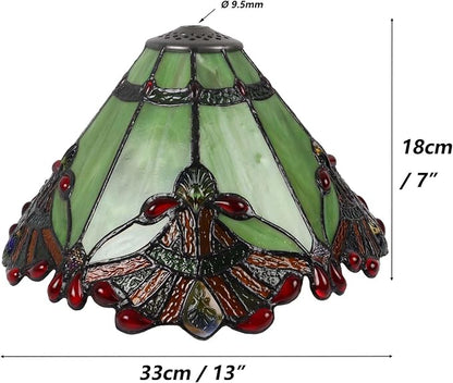 Bieye S10023 Tiffany Style Stained Glass Baroque Lampshade (13-inch Wide Green)