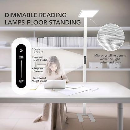 STERREN 120W LED Floor Lamp, 10000LM Super Bright Standing Lamp, Eye-Care Floor Reading Light, 76.8" Dimmable Large Lamp for Office, Living Room, Bedroom, Piano