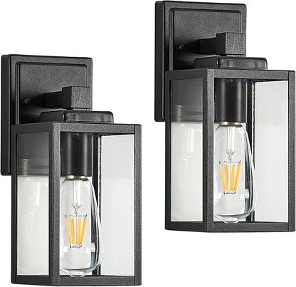 Refice 2-Pack Outdoor Wall Light Fixtures,Waterproof Outdoor Wall Lantern,Wall Mount Exterior Porch Lights, Anti-Rust Outside Lights for Patio, Garage, Doorway, Front Door, Black