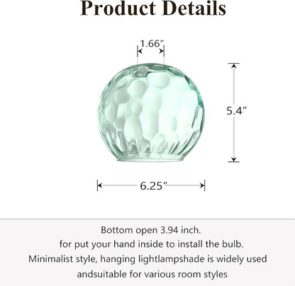 6.3 Inch Replacement Hammer Green Glass Lamp Shade Light Fixture for 3 Pack Replacement Wall Sconce Pendant Light Ceiling Light Chandelier Shade,Factory Outlet