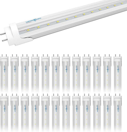 T8 LED Tube Light Bulbs 4 Foot 20W 40W Equivalent 6000K Cool White 2000LM, T8 T10 T12 Fluorescent Replacement, Dual-end Powered Ballast Bypass, Clear Cover ETL Listed for Garage 25-Pack