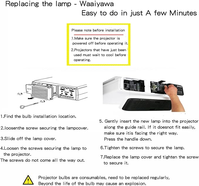 for Epson H309A H309B H309C H310A H310B H310C H311A H311B H311C H312A H312B H312C Replacement Projector Lamp - Assembly with Genuine Original UHP 200W OEM Bulb