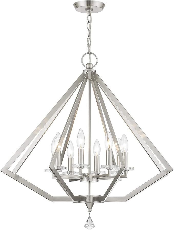 Livex Lighting 50668-91 Diamond 8-Light Chandelier, Brushed Nickel