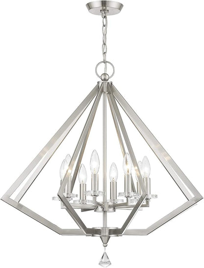 Livex Lighting 50668-91 Diamond 8-Light Chandelier, Brushed Nickel
