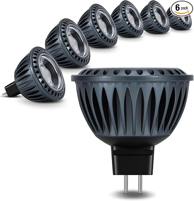 Gardencoin MR16 LED Light Blub, 5W 4000K Netural White 450 Lumens Dimmable, Aluminum Housing, Low Voltage 12V Input,GU5.3 bi-pin Light Bulbs for Landscape &Accent Lighting, Indoor/Outdoor Use,6-Pack
