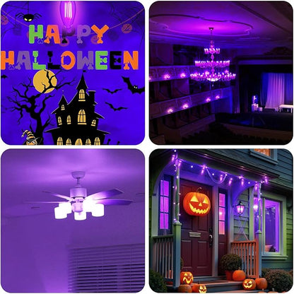 2 Pack Filament LED Candle Black Light Bulbs, 5W C35/B11 E12 Base,UVA Level 390-400nm, Glow in The Dark for Halloween Party, Body Paint, Neon Glow, Fluorescent Posters Decor