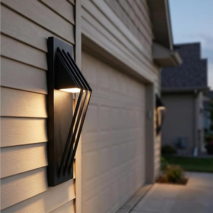 Hyunbae Outdoor Wall Sconce,17.7inch Modern Exterior Lighting Fixture Waterproof, 10W Dimmable LED Outdoor Porch Lights for House Garage Patio, Black, 3000K
