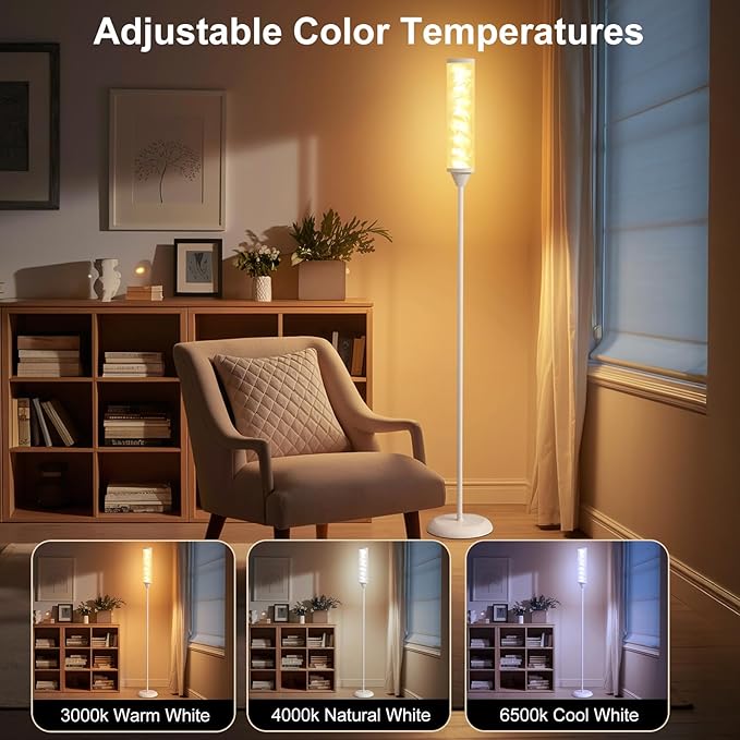 Prism Glow Floor Lamp with Water Ripple, Smart RGB LED Floor Lamp with Music Sync, DIY Colors, Color Changing Standing Lamp with 3 Color Temperature, Timer, Corner Lamp for Living Room, Bedroom