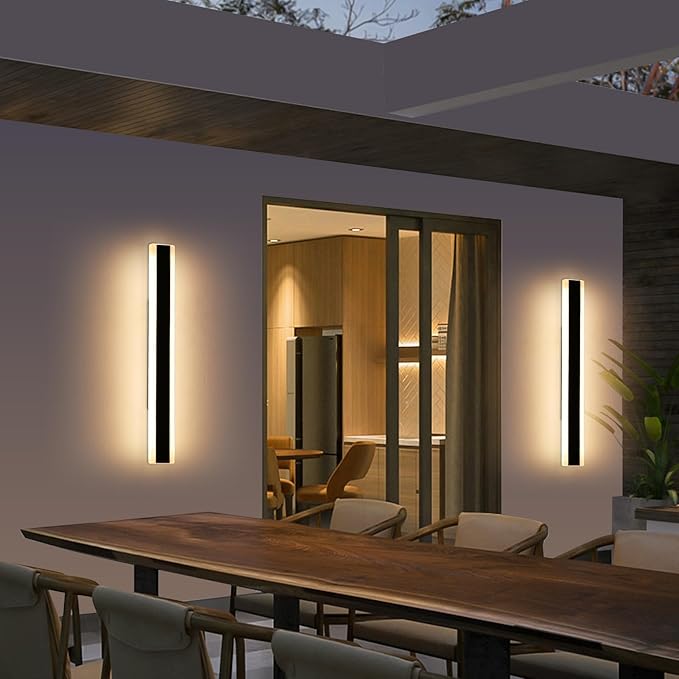 Mikeru 2pack 31.4inch Outdoor Wall Light Fixtures, 10%-100% Dimmable Outdoor Wall Lights Exterior Front Porch Light 3000-6000k Wall Mounted Led Lighting for Basement, Shop,Garage Lighting