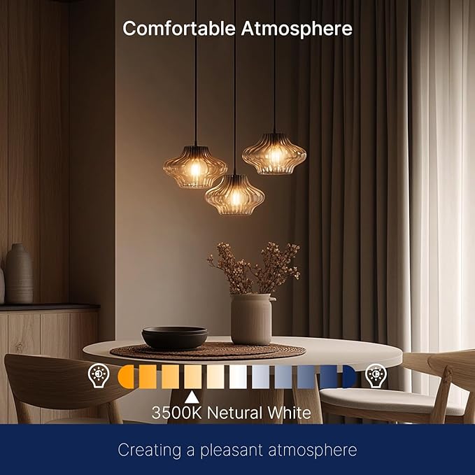 FLSNT 60W Equivalent LED Globe Candelabra Bulbs, Dimmable G16.5 LED E12 Chandelier Light Bulbs, 500LM, CRI82, 4W, AC 120V, 12 Pack, 3500K Netural White