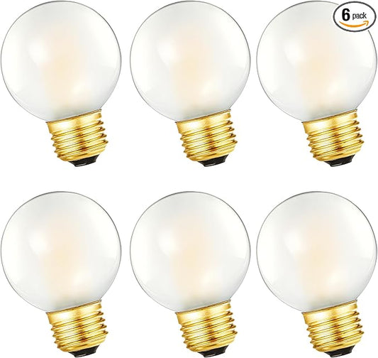 G16.5 Frosted LED Bulb 4W Equal 40W Light Bulb, Dimmable G16 1/2 led Edison Bulb 4000k,400LM AC120V, E26 Globe Light Bulbs for Chandelier, Vanity,6Pack (4W-4000K)