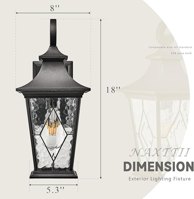 Porch Light Outdoor Modern Outside Sconce Lights in Black Finish 18 Inch Large Garage Outdoor Wall Lamp for House Garage and Entryway
