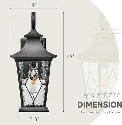 Porch Light Outdoor Modern Outside Sconce Lights in Black Finish 18 Inch Large Garage Outdoor Wall Lamp for House Garage and Entryway