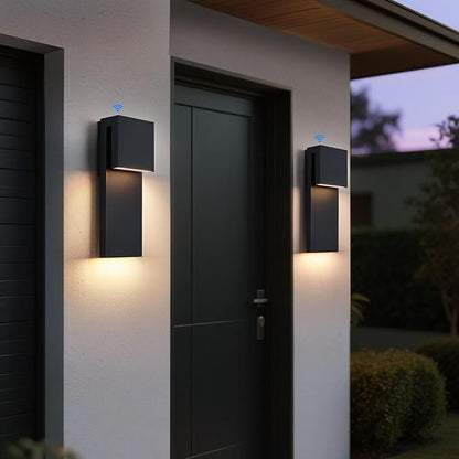 Dusk to Dawn Outdoor Wall Lights 2 Packs,Modern Minimalist Outdoor Fixture Wall Mount,Anti-Rust Sturdy & Sleek Outside Lights for House Porch Garage Patio,3000K 17W Integrated LED