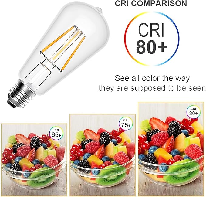 Ralbay ST64 E26 Vintage LED Edison Bulbs 60 Watt Equivalent 6-Pack, Bright Warm White Light 2700K, ST64 Antique LED Filament Bulbs, E26 Medium Base