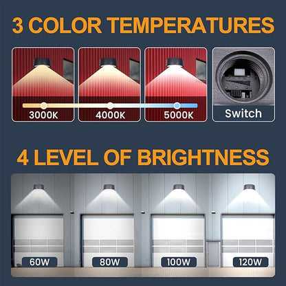 120W Full Cutoff LED Wall Pack Light, 3000/4000/5000K 3CCT, 60/80/100/120W Selectable, Commercial Security Lighting Outdoor LED Wall Lights for Building Parking Warehouse,100-277V,ETL Listed