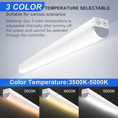 4FT Tunable LED Strip Linear Lights, 24W/32W/40W Selectable Wattage & 3CCT 3500K/4000K/5000K, 0-10V Dimmable, 5200LM, AC100-277V Linkable LED Shop Light Fixture, DLC ETL Listed, (4 Pack)