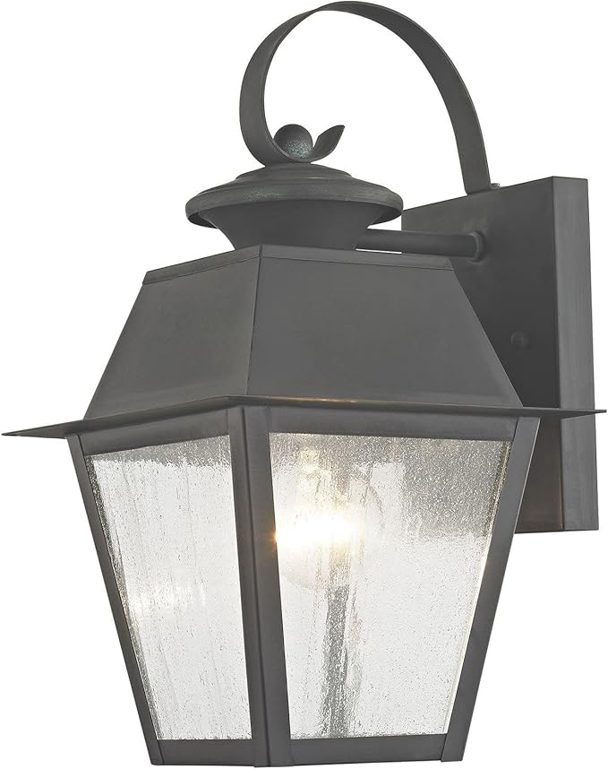 Livex Lighting 2162-61 Mansfield 1-Light Outdoor Wall Lantern, Charcoal