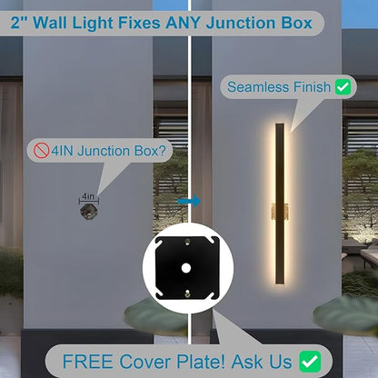 Modern Outdoor Wall Light, 39.4" Dimmable 3CCT Exterior Lighting Fixture Wall Mount, Waterproof Black Porch Lights Wall Sconce Long LED Linear Outside Lighting for Garage, House, Front Door