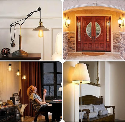 4-Pack Vintage LED Edison Bulbs 60W Equivalent- ST58/ST19 6W E26 Dimmable Light Bulbs, 2700K Filament Decorative Bulb, Shatterproof Plastic Bulb Safe for Kids/Pets.