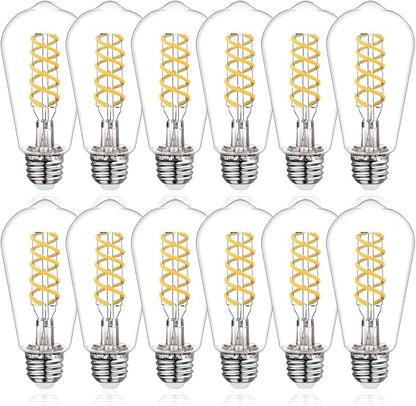 ST58 Edison Bulbs 60 Watt Led, 4000K Vintage Light Bulbs, E26 Led Bulb 60 Watt Dimmable Plastic 600ML, Antique Decorative Filament LED Bulb for Bedroom Office Fan Lights Ceiling Fixtures 12 Pack