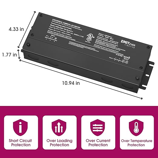 EMITEVER Dimmable LED Driver, 48V 192W 5-in-1 Dimmable Power Supply,2-Channels AC to DC Transformer for LED Light, Compatible with Lutron and Leviton Dimmer, Waterproof IP67 and UL Listed, Class 2