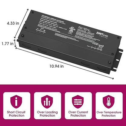 EMITEVER Dimmable LED Driver, 48V 192W 5-in-1 Dimmable Power Supply,2-Channels AC to DC Transformer for LED Light, Compatible with Lutron and Leviton Dimmer, Waterproof IP67 and UL Listed, Class 2