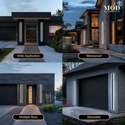 𝗠𝗢𝗗 𝗟𝗜𝗚𝗛𝗧𝗜𝗡𝗚 Haylen | Waterproof Outdoor Wall Light, LED Dimmable with Remote 3000K-6000K, Long Outdoor Porch Lights, Wired Lighting Fixture, Patio Exterior Wall Sconce, 2-Pack (Black, 67")
