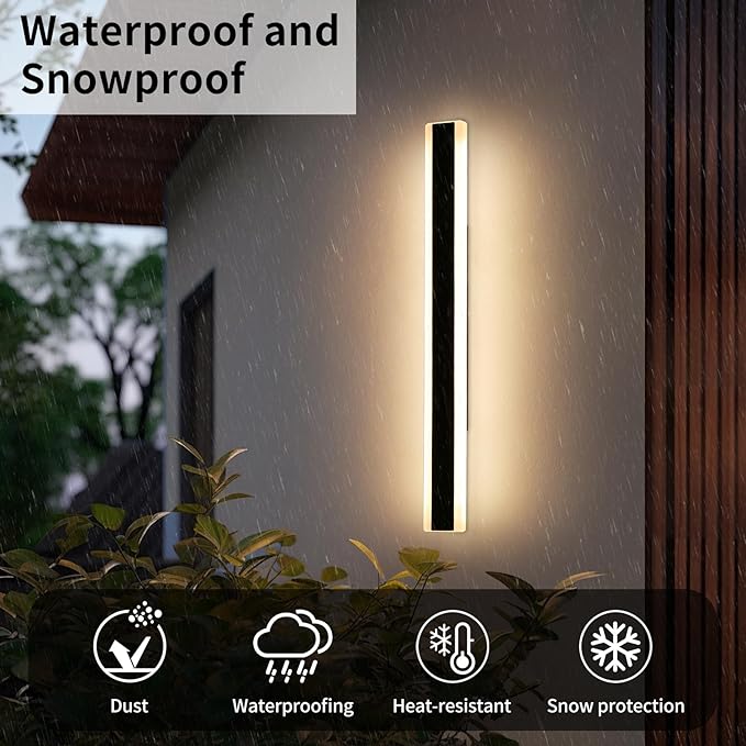 39inch Outdoor Wall Lights, Modern Outdoor Lights for House, 3000K Warm White, IP65 Waterproof, Black Linear Wall Lights Fixture, Porch Light Wall Mounted Led Lighting for Patio, Shop, Garage