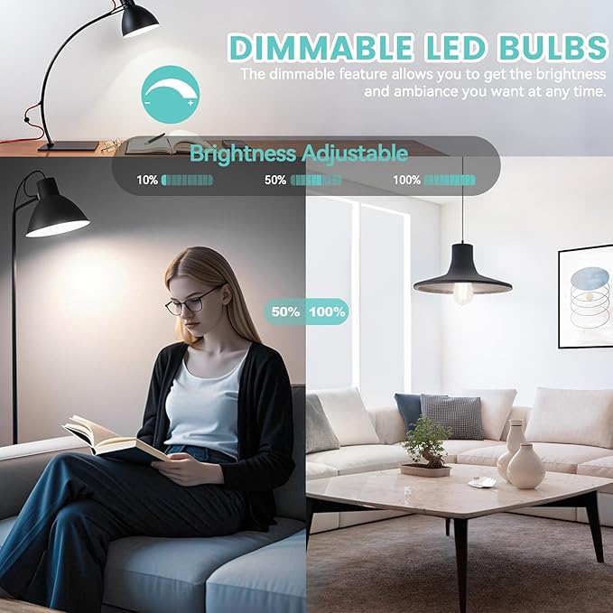 Brightever Dimmable LED Light Bulbs 60W Equivalent, 4000K Cool White Edison Light Bulb, 7W, 850LM Vintage E26 Base Bulb, 90+CRI, ST58 Clear Glass Antique LED Filament Bulbs for Bathroom, 6-Pack