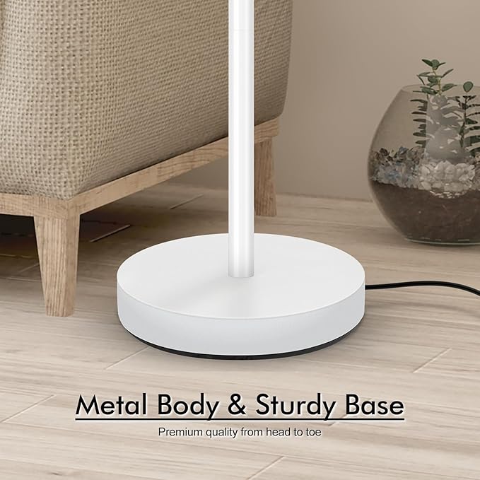 30W Torchiere Floor Lamp - 3600LM Super Bright LED Floor Lamp, 71 Inch Stepless Dimmable Standing Lamp with 3000K Lighting, Rotary Switch, Tall Metal Torch Floor lamps for Living Room/Bedroom (White)