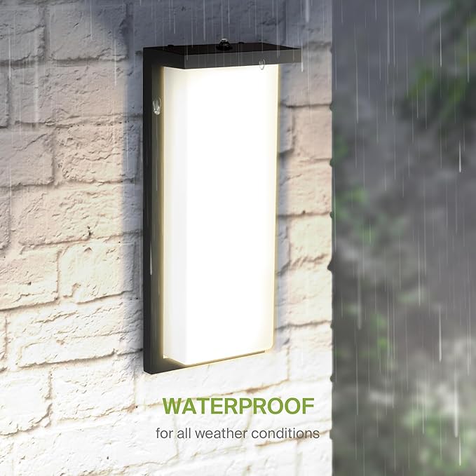ASD LED 14" Outdoor Wall Light, Dusk to Dawn Front Door House Sconce | 3CCT, Photocell, Waterproof, ETL Listed | 20W 1900LM 3000-5000K 120V | Exterior Lighting Fixture, Porch Lamp | Black, 4 Pack
