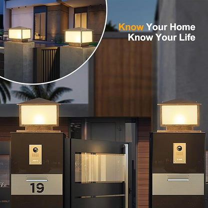 SLAWA Outdoor Post Lights with Mount Base, Exterior Patio Pillar Lights Outdoor Fixture with Aluminum Housing, Outdoor Column Lights Fixture with Tempered Glass for Front Yard, Garden Porch