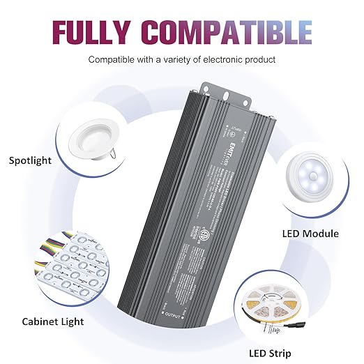 EMITEVER 120W Triac Dimmable LED Driver,Power Supply,AC 120V to DC 24V Transformer,Compatible with Lutron and Leviton Dimmers,for LED Lighting,ETL Certified