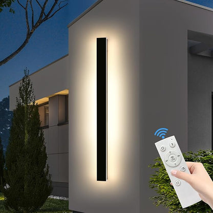 Outdoor Long Wall Light, 59inch LED Wall Mounted Sconces, 3000K-6000K Dimmable, Modern Lighting Fixture IP65 Waterproof Exterior Wall Light for Courtyard, Hallway, Garage with Remote Control