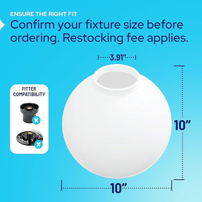 KASTLITE 10" Clear Acrylic Lamp Post Globe | Smooth Textured with 3.91" Fitter Neck | Manufactured in the USA