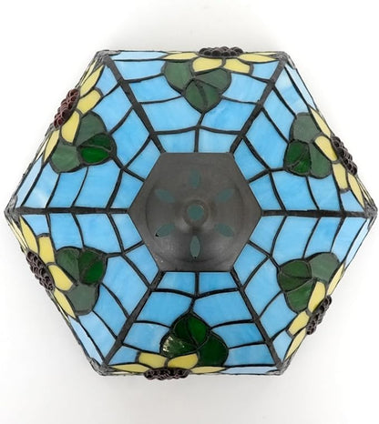 Tiffany Style Lamp Shade, 12 Inch Stained Glass Lamp Shade Replacement Vintage Blue Sunflower Lamp Cover Accessories Fit for Table Lamp Pendant Light Ceiling Light