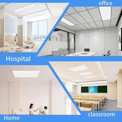 2pcs Fluorescent Light Covers - Light Covers for Ceiling Lights Classroom, Magnetic Light Filters for Office, Hospitals, Home 4 x 2 Feet (light grey)