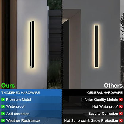Modern Outdoor Wall Lights, 2 Pack 47 Inch Long Outdoor Wall Sconces with Junction Box Cover 3000K LED Wall Mount Exterior Light Fixture IP65 Waterproof Outside Wall Lights for House Garage