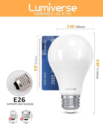 Lumiverse 24 Pack Dimmable A19 LED Light Bulbs, 2700k Soft Warm White 9.5 Watt [60w Equivalent], E26 LED Bulb Energy Efficient, UL Listed (2700K Soft White)